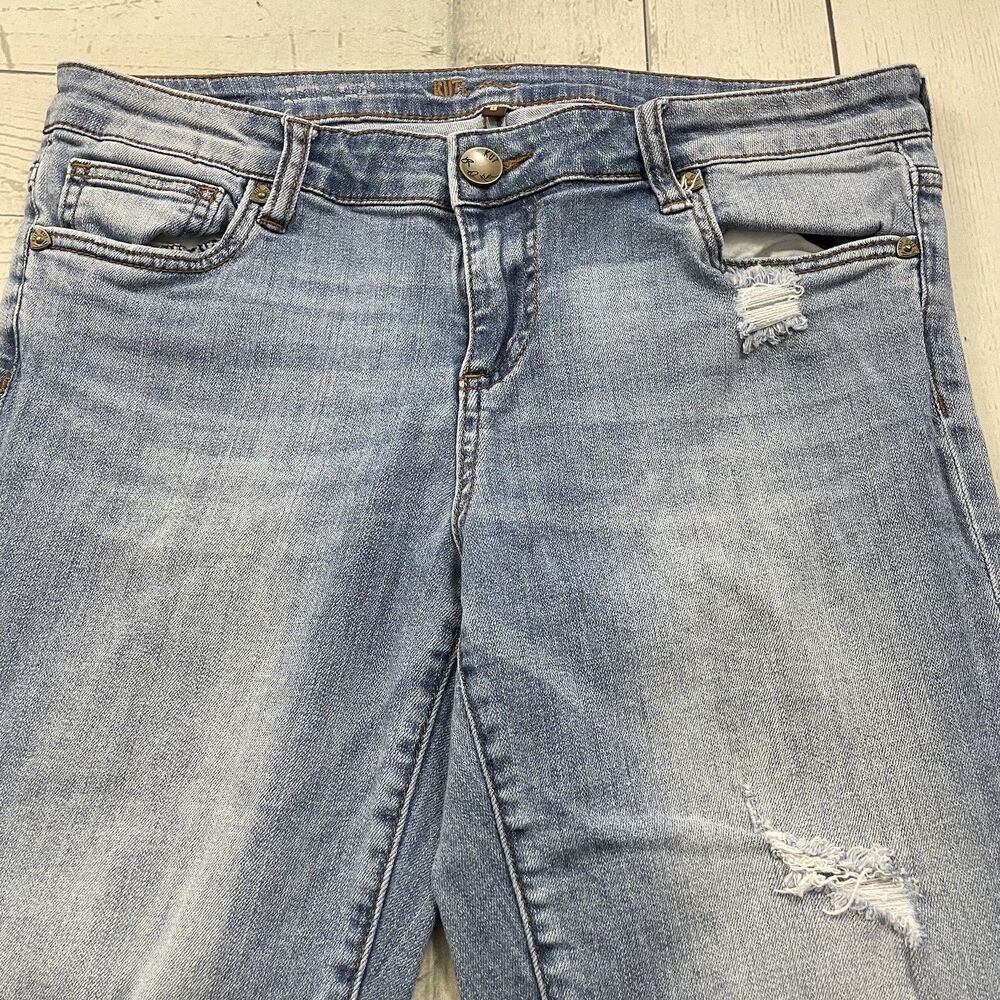 Kut from the Kloth Women's Size 8 Blue Low-Rise Distressed Skinny Jeans - Picture 4 of 10